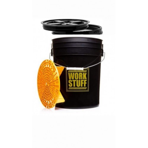Work Stuff Siyah Detaylandırma Kovası RINSE ( Durulama ) - 20 Litre + Grit Guard (Süzgeç) + Mühür Vidalı Kapak ( Kova Kapağı ) - 3’lü Set.