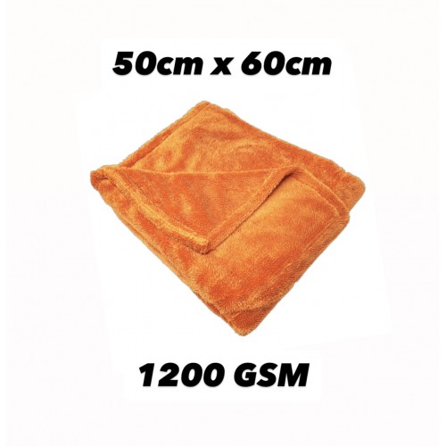 Parlatan Adamlar 1200GSM 50cm x 60cm Turuncu DOUBLE TWİST Mikrofiber Çift Yüz Oto Kurulama Bezi 