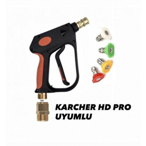 Karcher HD PRO Serisi Uyumlu Hızlı Bağlantı Adaptölü (1/4-inch quick Connect ) Yıkama Tabancası + 4 Çeşit Basınçlı Yıkama Nozulları