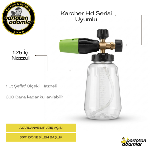                 	                                                                          Parlatan Adamlar Karcher HD Serisi Uyumlu Snow Foam Lance – Şeffaf Hazneli Köpük Yapıcı Aparat ( 1.25 Nozzul )