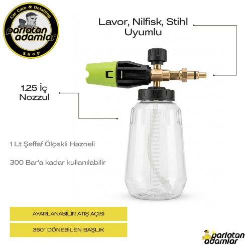                                                                                                        Parlatan Adamlar Nilfisk - LAVOR - STHIL Uyumlu Snow Foam Lance – Şeffaf Hazneli Köpük Yapıcı Aparat ( 1.25 Nozzul )         